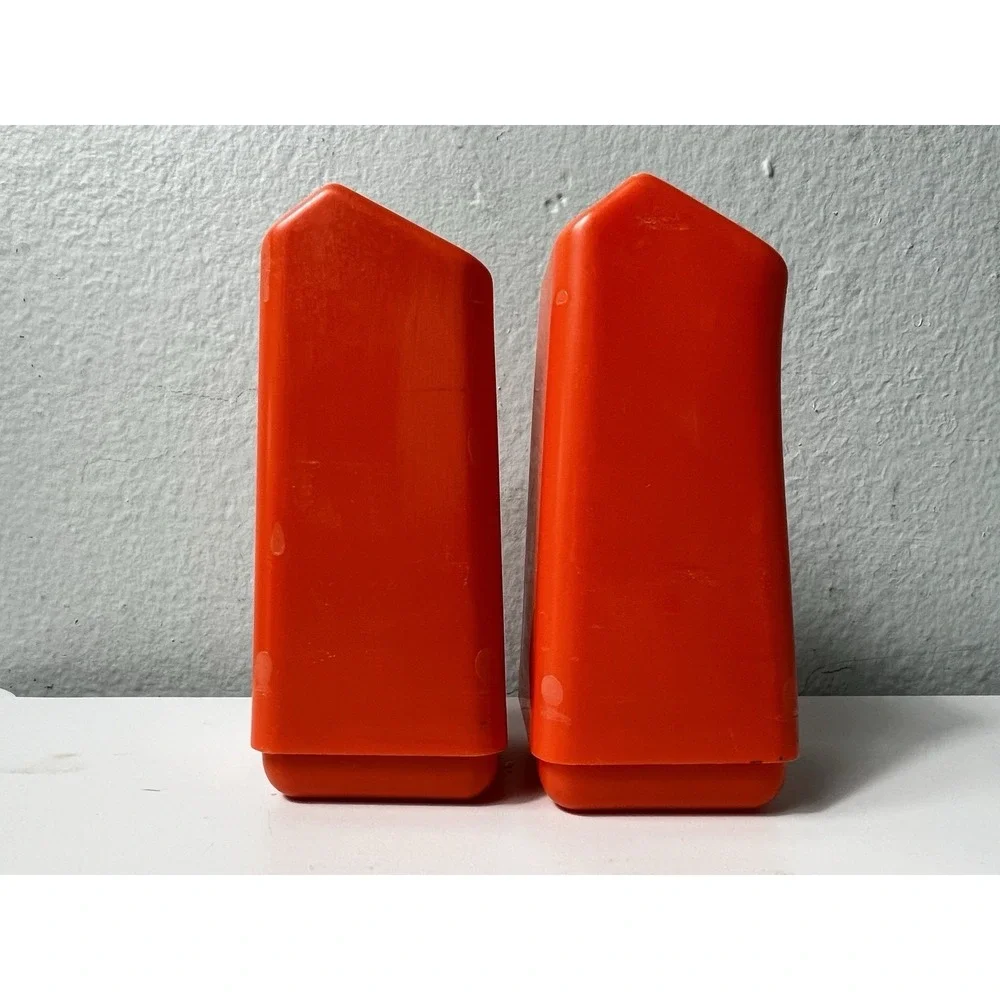 Vintage Salt Pepper Shakers Orange Mushroom Mid Century Modern Set
